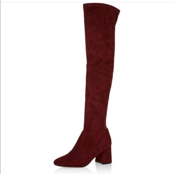 dark red over the knee boots